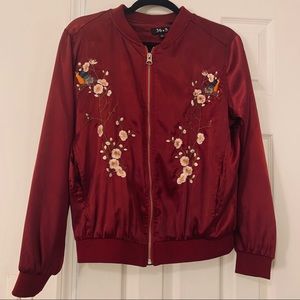 Embroidered Silk Bomber
